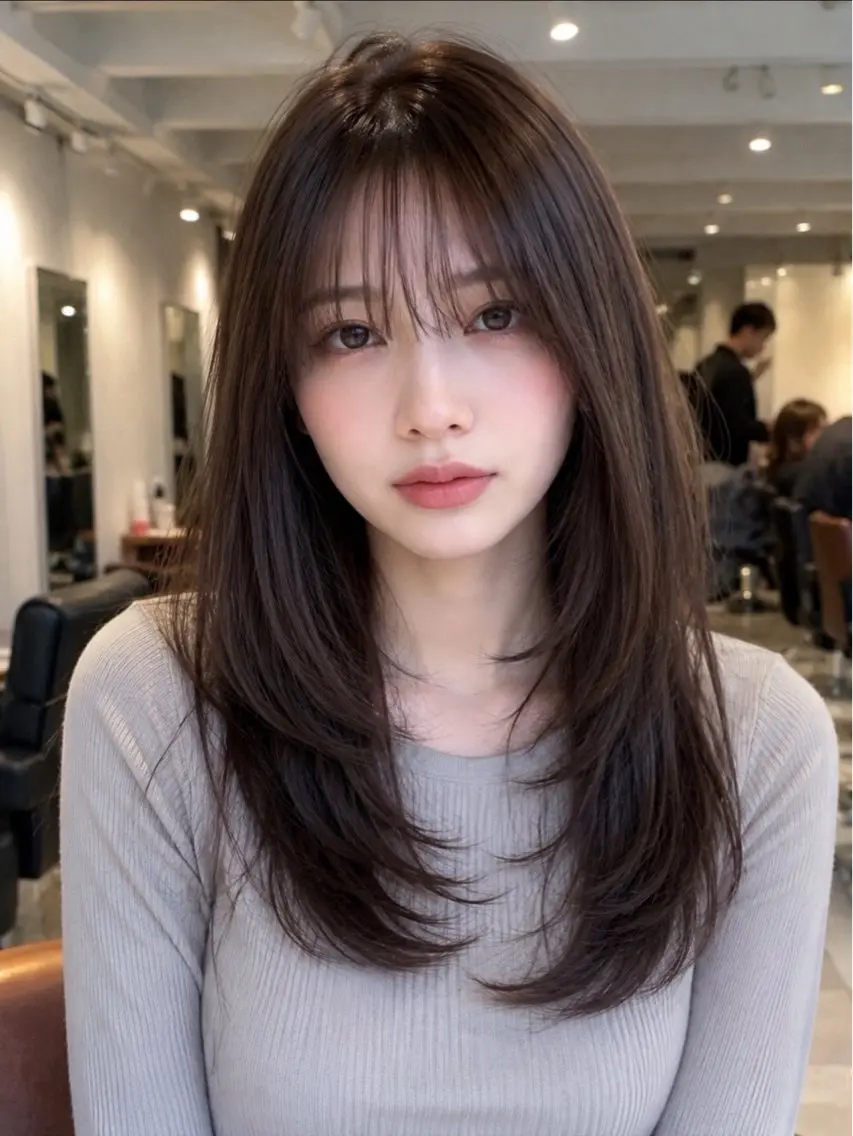 セミロング カラー ヘアカラー 韓国×艶ハイトーンが かわいい✨️リオ🍒のヘアスタイル