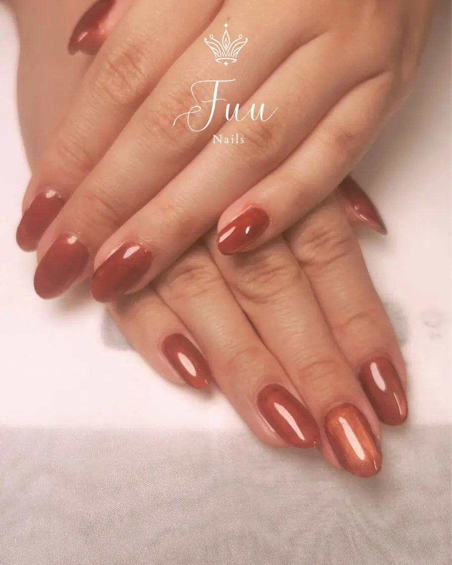 ネイル マグネットネイル ワンカラーネイル シンプルネイル 犬のいるネイルサロン Fuu nailsのネイルデザイン