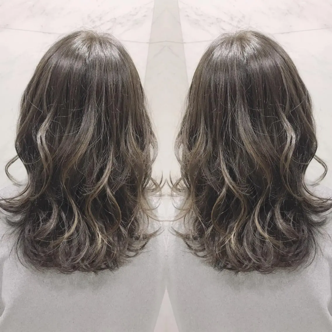 セミロング カラー ヘアカラー 重政 和樹のヘアスタイル