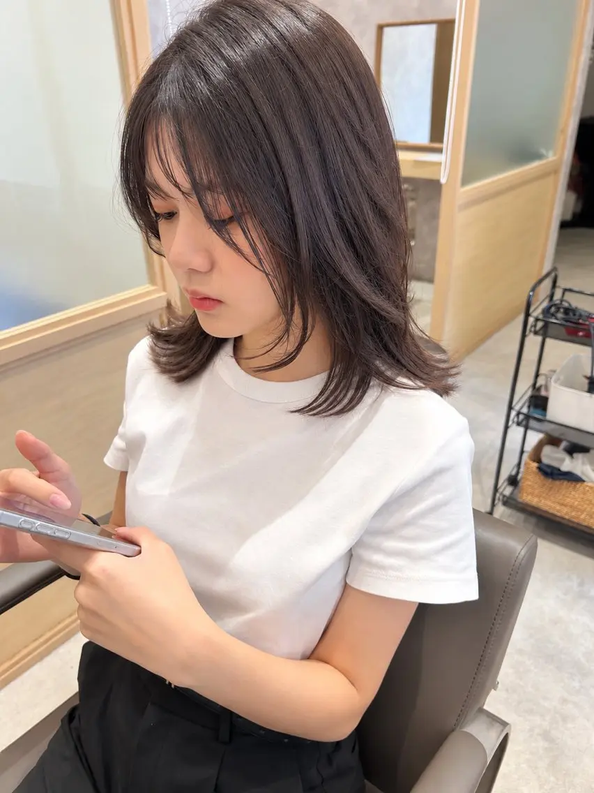 ミディアム カラー ブリーチ ケアブリーチ ケアカラー 髪質改善 カット ヘアカラー トリートメント ヘッドスパ 久木原 ゆりのヘアスタイル