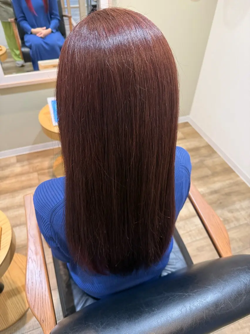 ロング カラー ブラウンカラー ピンクカラー ピンクブラウン トリートメント 酸熱トリートメント ヘアカラー トリートメント rocca糸島店 リサのヘアスタイル