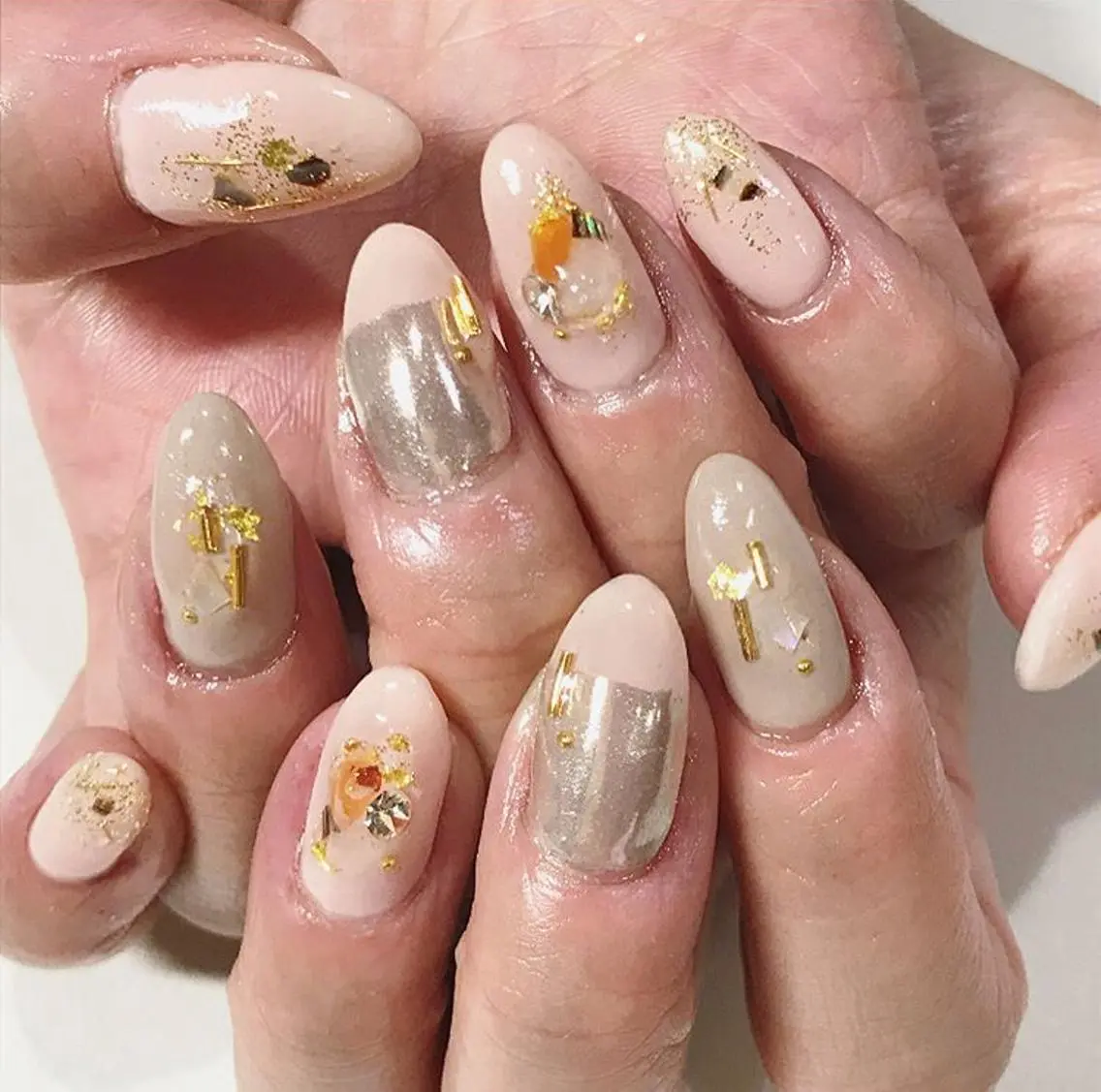 ネイル 渋谷／チップ長さ出し 👑アプレgel-xのネイルデザイン