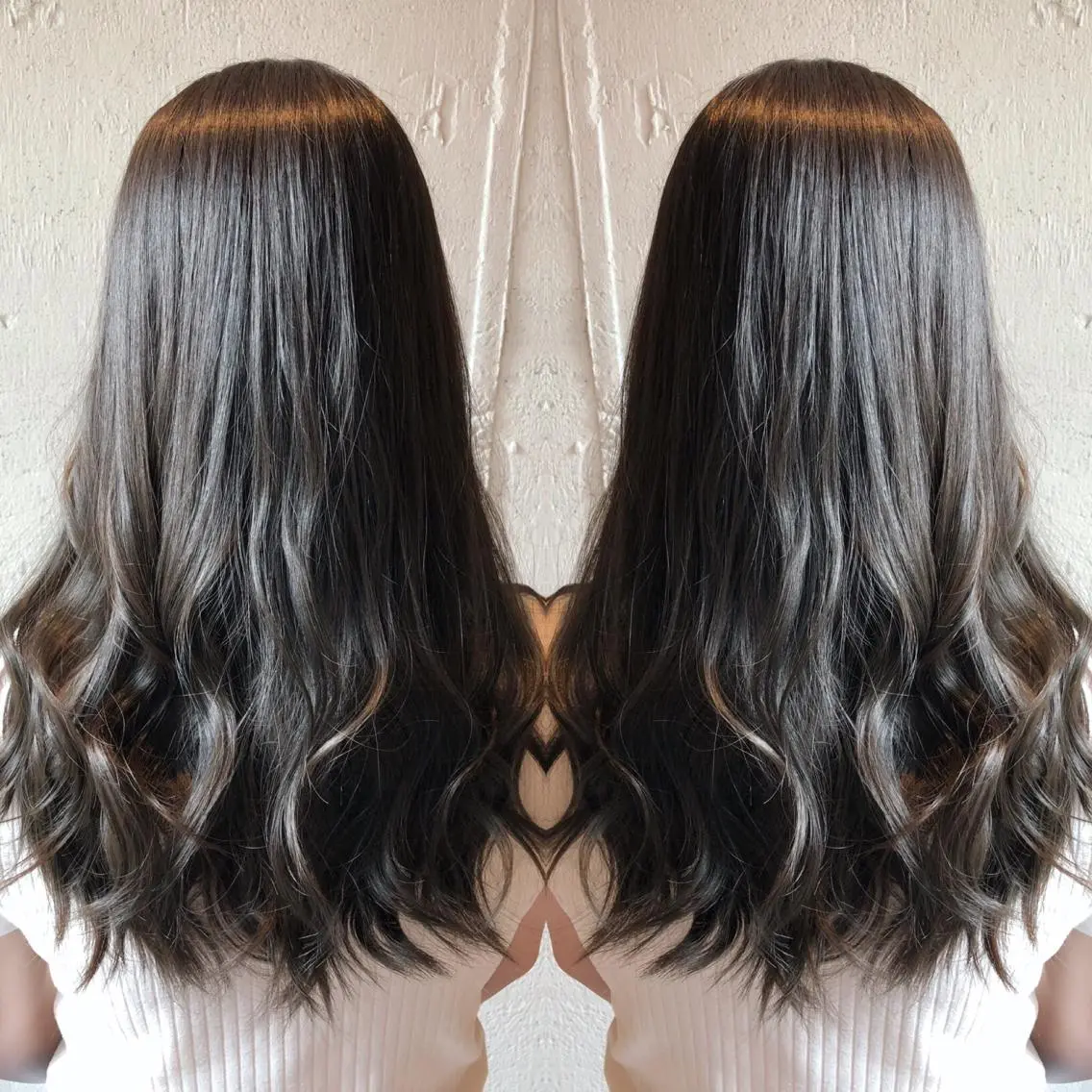 ロング アッシュ アッシュグレー カット ヘアカラー トリートメント あらき ちさとのヘアスタイル