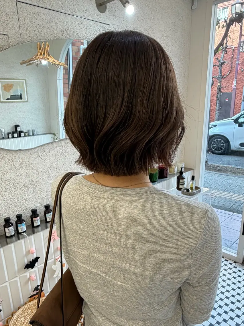 ショート カラー カット ヘアカラー トリートメント ベージュ🤎透明感 カラー/ボブ🔔リンのヘアスタイル