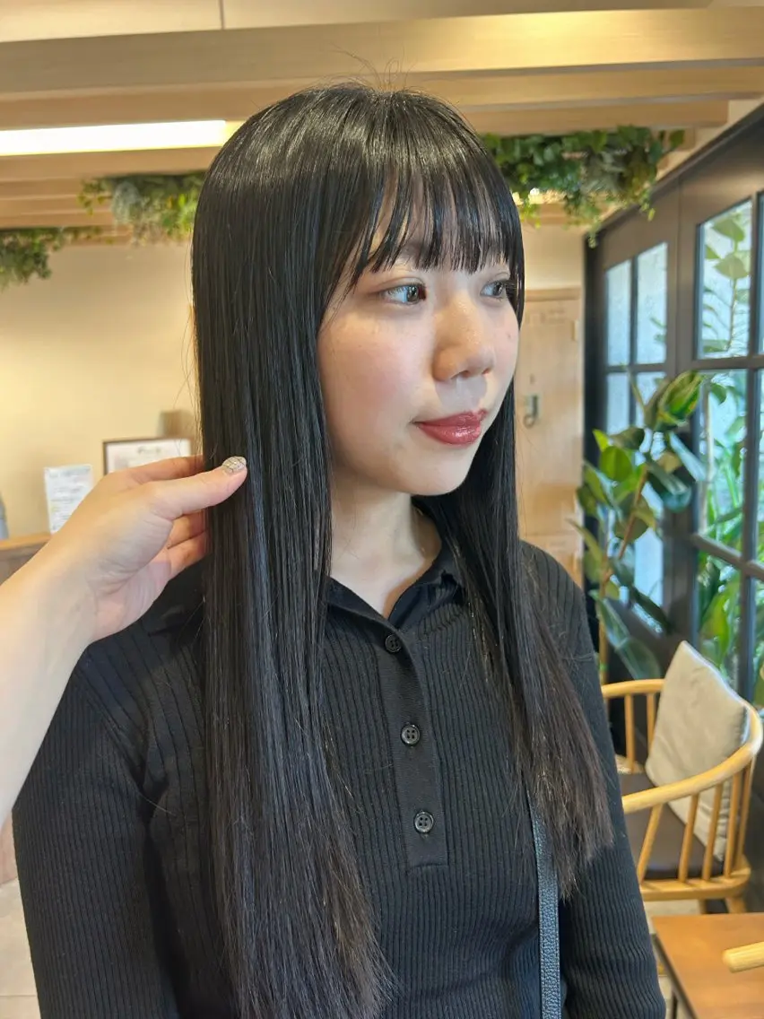 ロング カラー 縮毛矯正 透明感カラー レイヤー/むつきのヘアスタイル