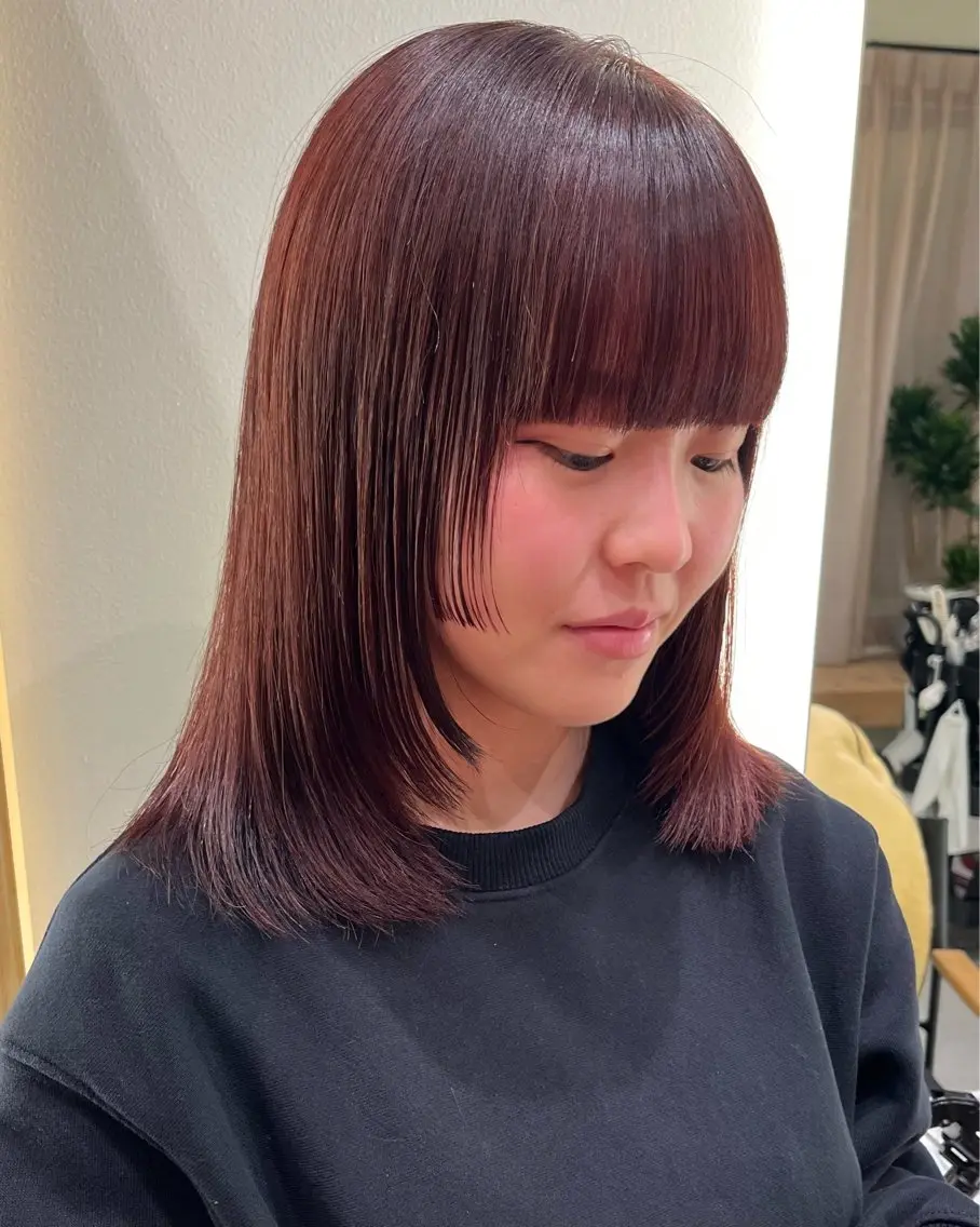 セミロング 顔周りカット 姫カット レイヤーカット ヘアカラー vince gio 彩織のヘアスタイル