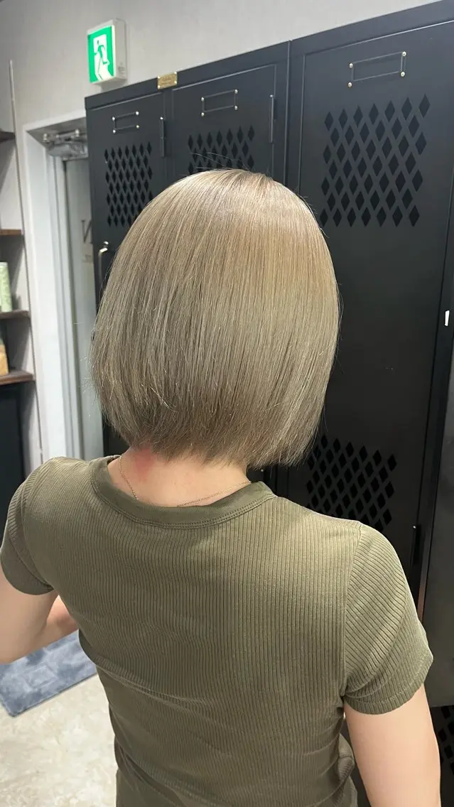 カラー ベージュカラー ブリーチ オリーブベージュ 【‪カット550円】 🌟ユズハのヘアスタイル