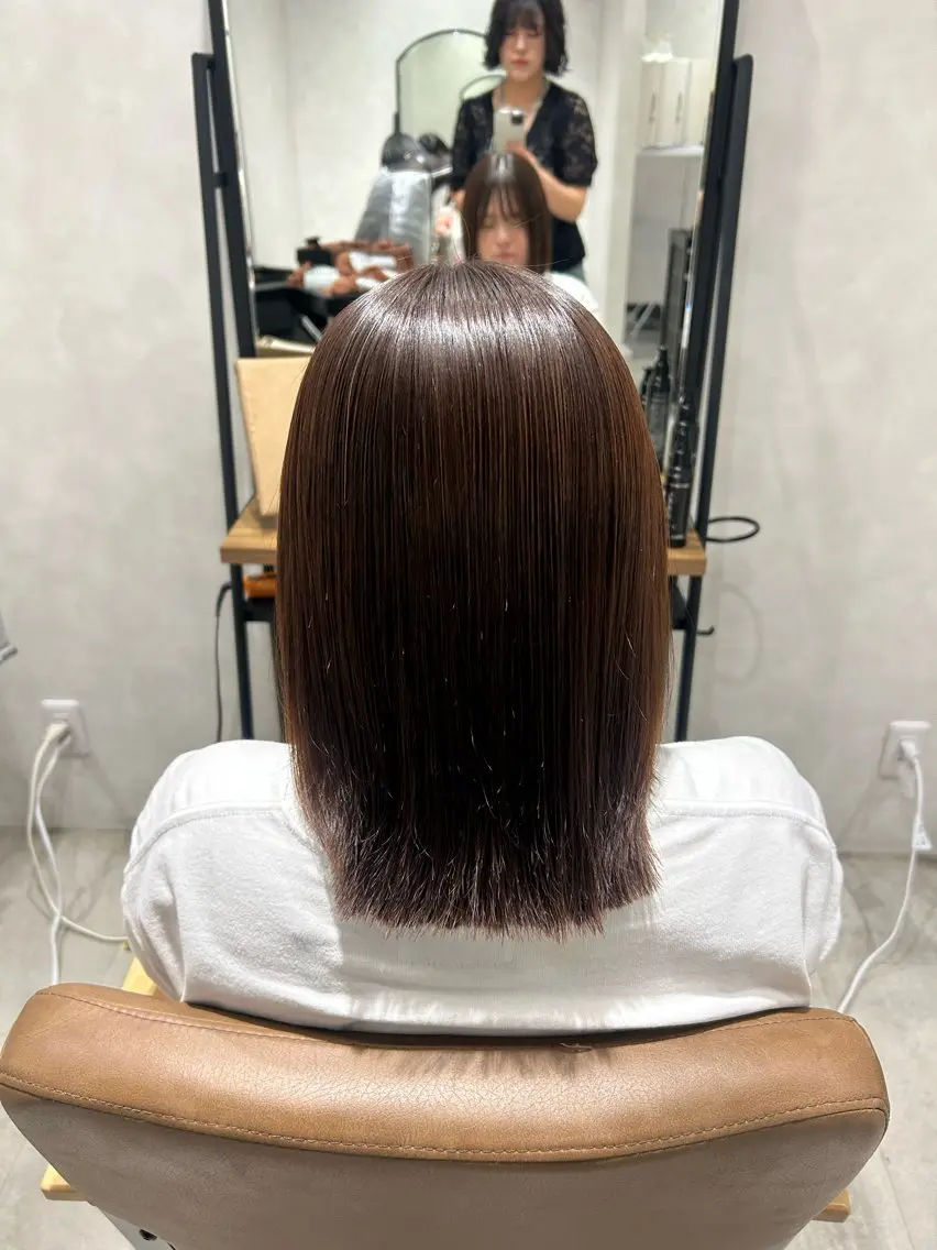 セミロング 縮毛矯正 韓国ボブ🇰🇷🤍 切りっぱなし/アヤカのヘアスタイル