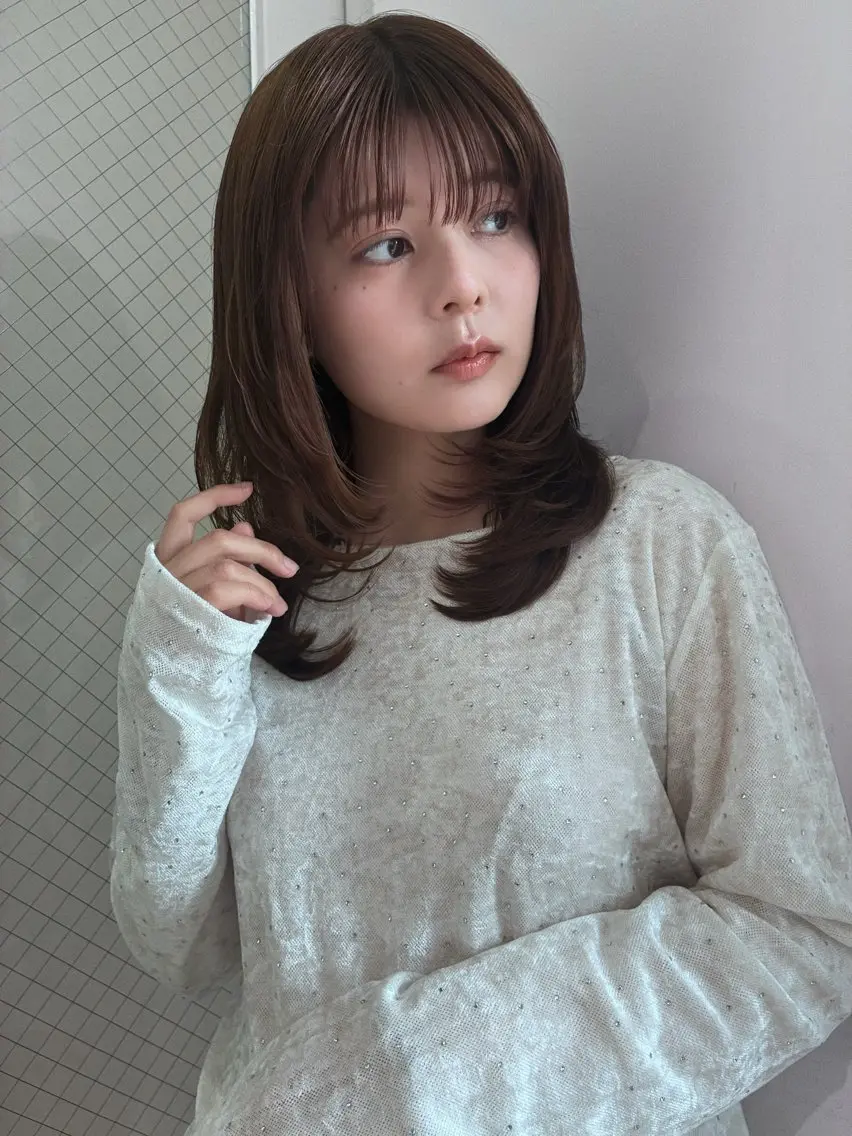 ミディアム レイヤーカット moe/名古屋美容室 /モデル募集のヘアスタイル