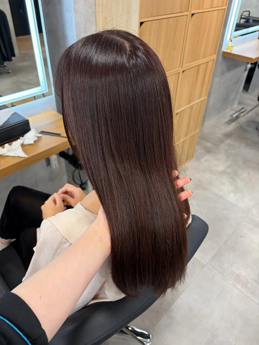 ロング ピンクブラウン ヘアカラー 透明感/韓国風 RENA🤎のヘアスタイル