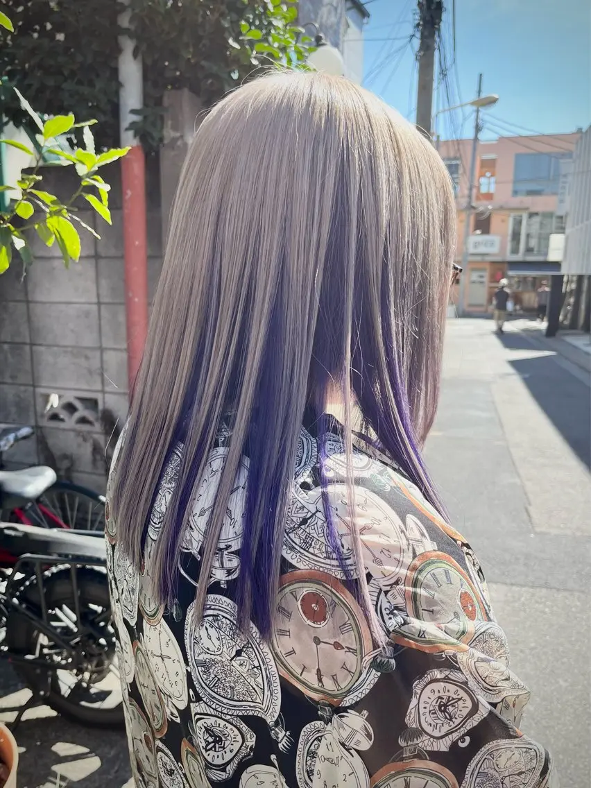 セミロング カラー セミロングパーマ バレイヤージュ ブリーチ ケアブリーチ ダブルカラー Koichi Satoのヘアスタイル