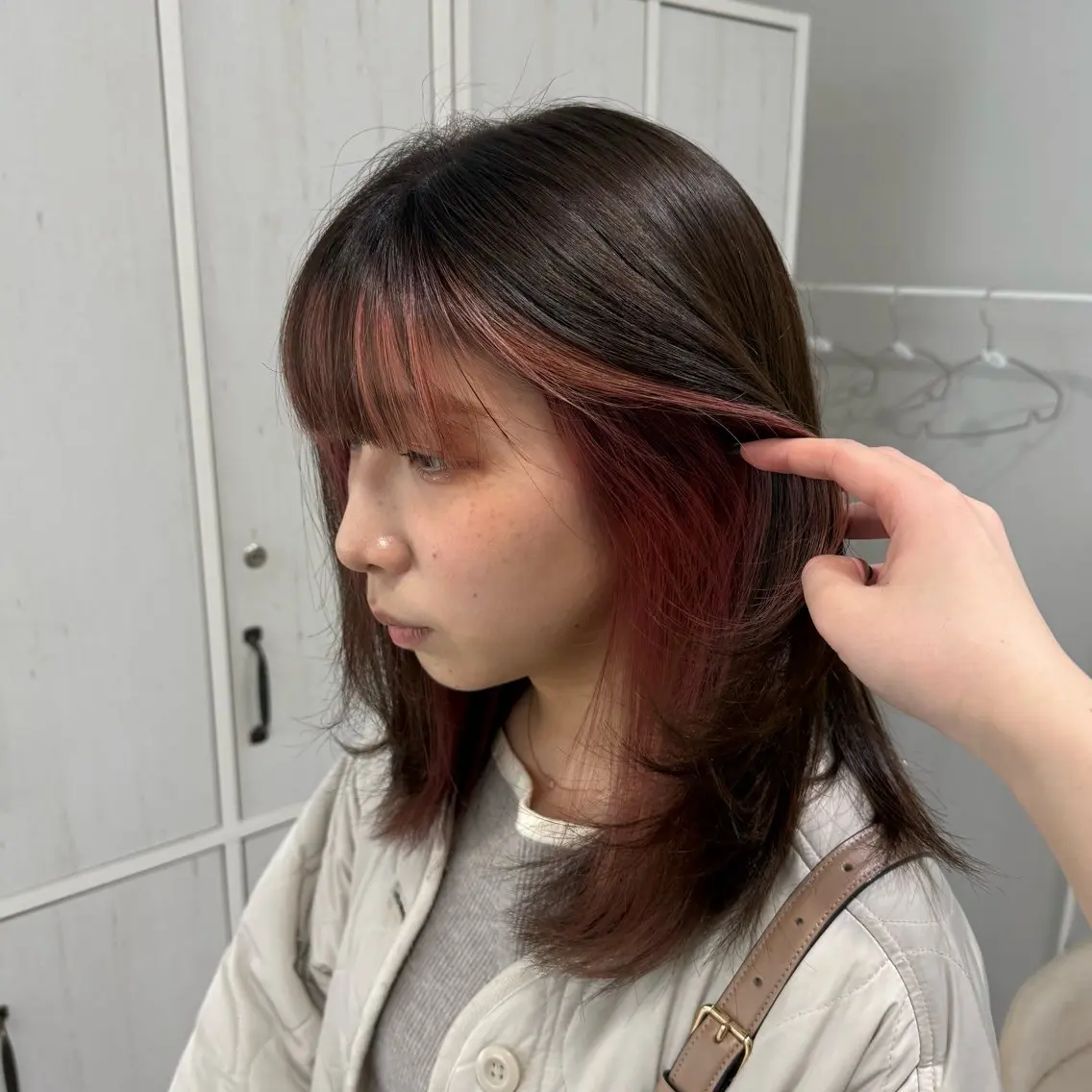 ミディアム カラー ボブレイヤー ブリーチ ブラウンカラー チョコレートブラウン 透明感カラー ヘアカラー sayuri/心斎橋 /ハイトーンカラーのヘアスタイル