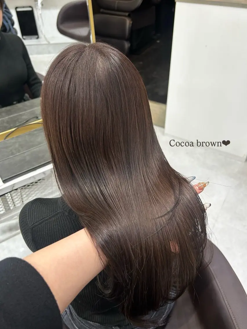 ロング カラー ヘアアレンジ カット ヘアカラー トリートメント ブリーチなしカラー/ ブラウン/レイヤーのヘアスタイル