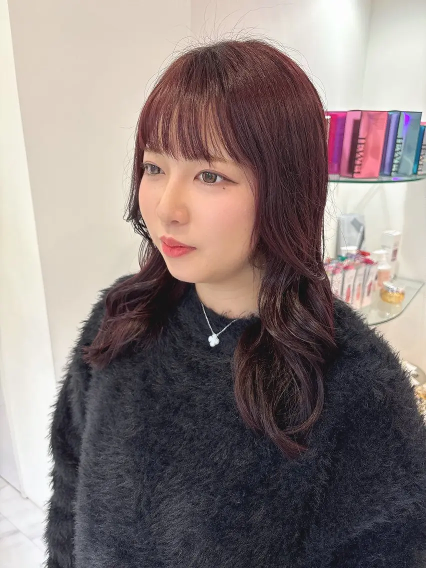 ロング カラー ボルドーカラー カット ヘアカラー トリートメント SAYAKA 🍒／ボブ／暖色のヘアスタイル