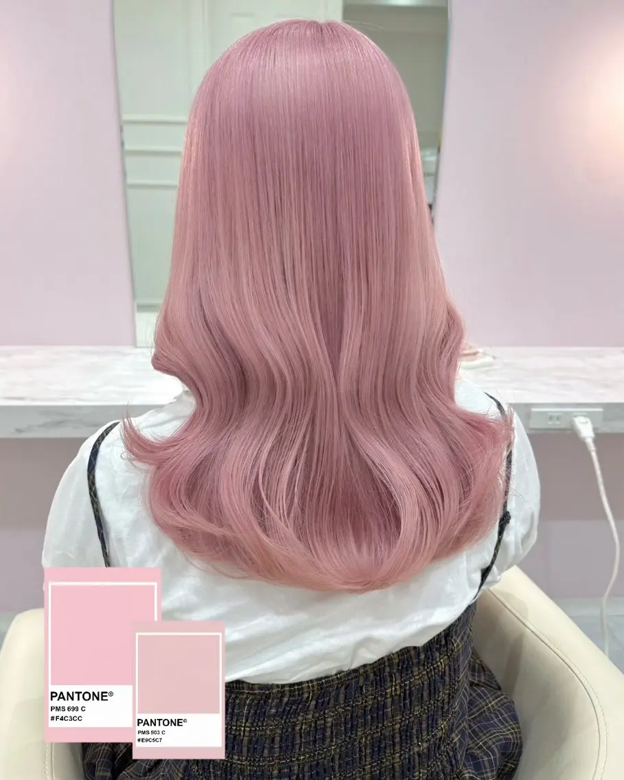 ロング カラー ブリーチ ピンクカラー ヘアカラー トリートメント 表参道/ハイトーン/ ブリーチ/みずは🎀のヘアスタイル