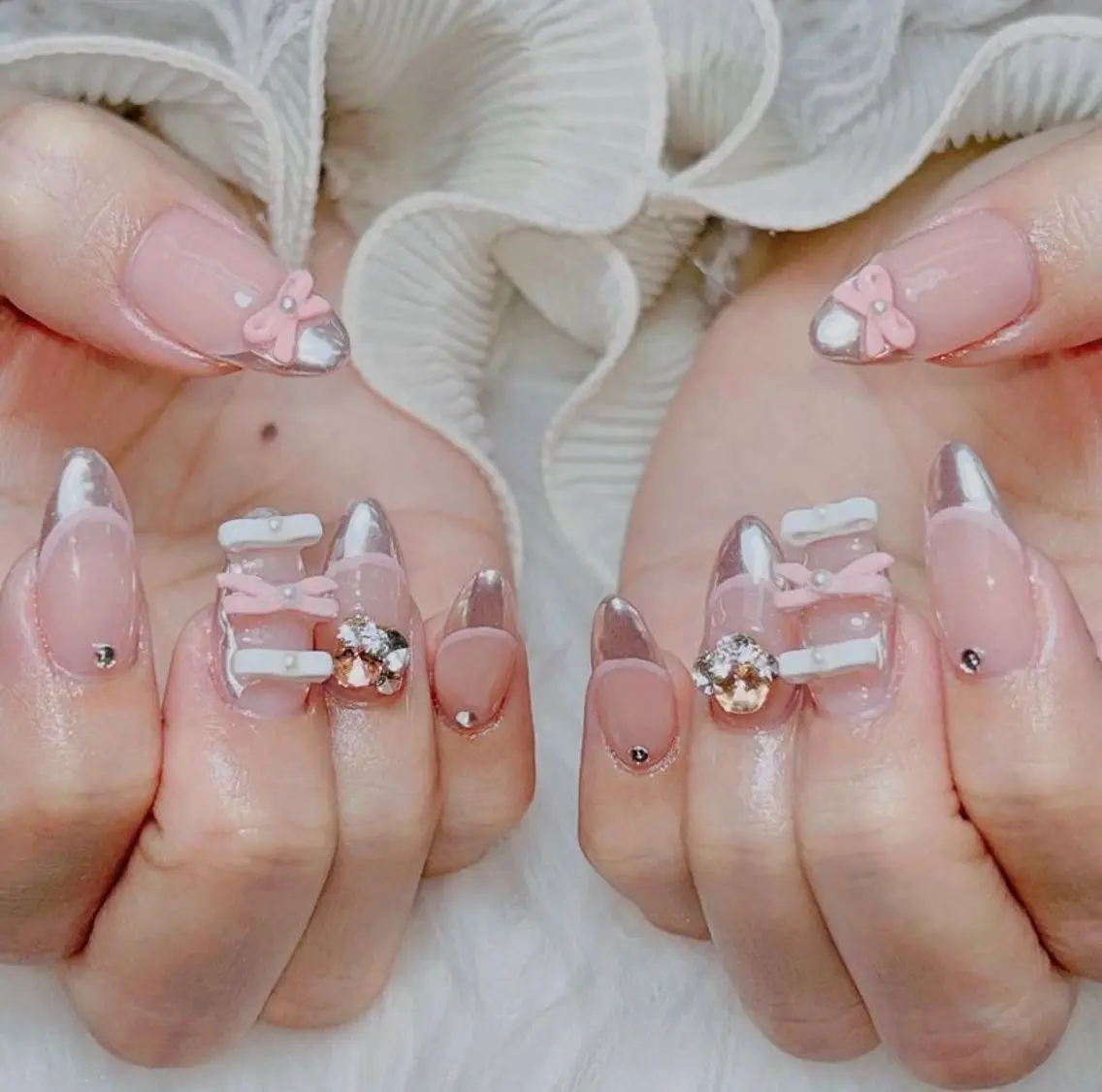 ネイル フレンチネイル ジェルネイル 韓国ネイル マグネットネイル マグネットフレンチ akina nailsのネイルデザイン