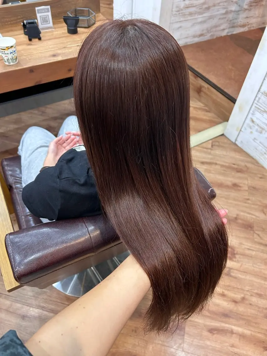 ロング カラー ブラウンカラー ピンクカラー ピンクブラウン ヘアカラー 伊禮 沙耶のヘアスタイル