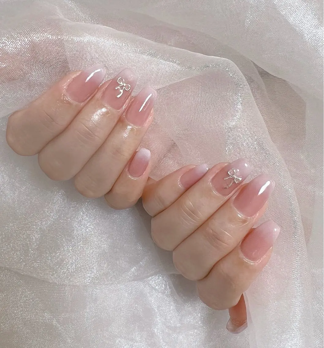 ネイル フットネイル ジェルネイル 韓国ネイル リボン 春ネイル ハンドネイル nail salon Lauleaのネイルデザイン