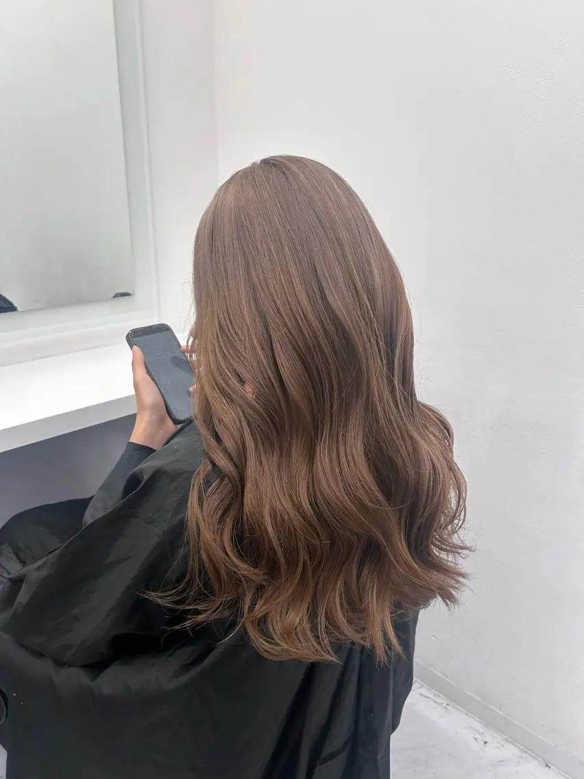 ロング カラー パーマ ヘアアレンジ メンズ キッズ ブリーチなしカラー/ ブラウン/レイヤーのヘアスタイル