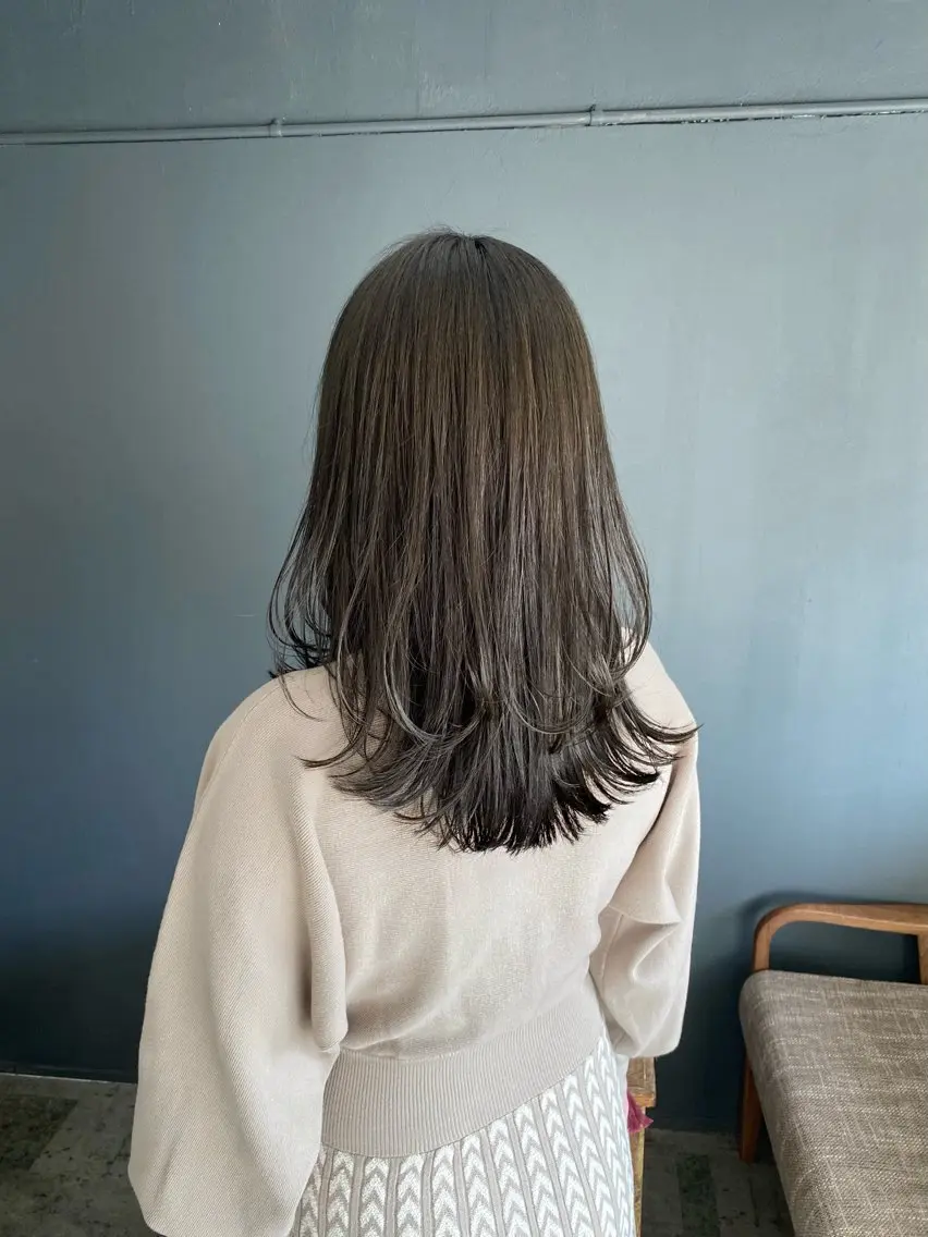 ロング カラー カット ヘアカラー 暗髪とオリーブ🌿 渡辺拓人のヘアスタイル