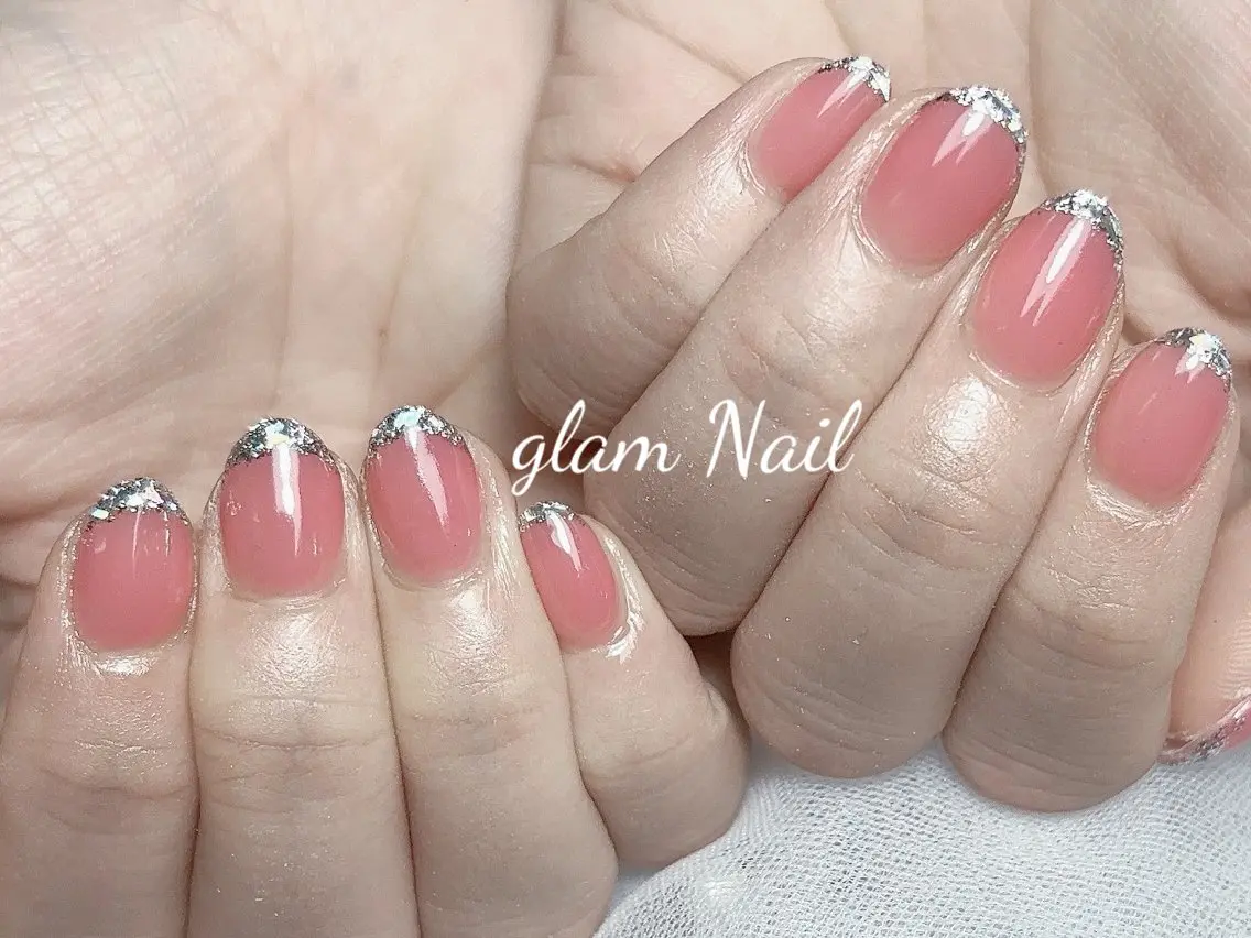 ネイル ハンドネイル エツメ💅 長さ出し🎀デザインのネイルデザイン