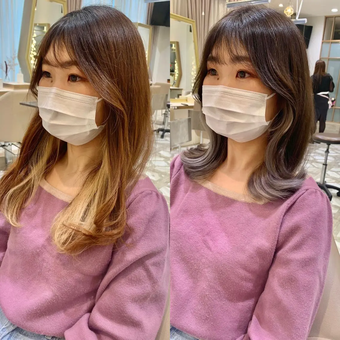 セミロング カラー パーマ ヘアアレンジ メンズ キッズ ネイル マツエク・マツパ アイブロウ カット ヘアカラー トリートメント 《褒められる》 透明感カラー/小嶋のヘアスタイル