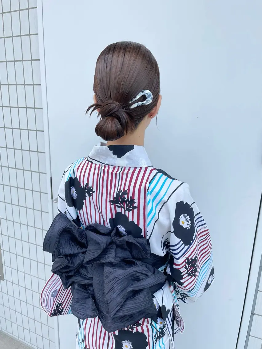 セミロング ヘアアレンジ デート 髪飾り 浴衣 谷川 未来のヘアスタイル