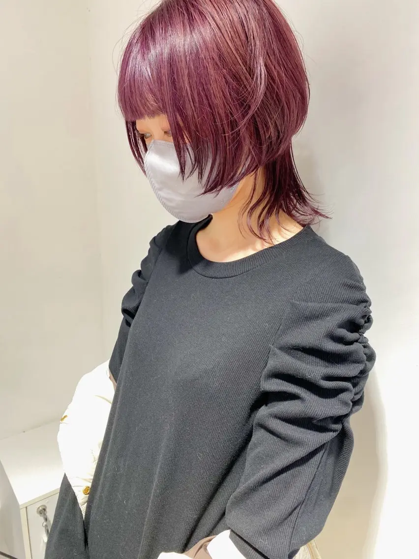 ミディアム カラー ブリーチ ラベンダーカラー ラベンダーピンク ピンクカラー カット ヘアカラー 新井 広之のヘアスタイル