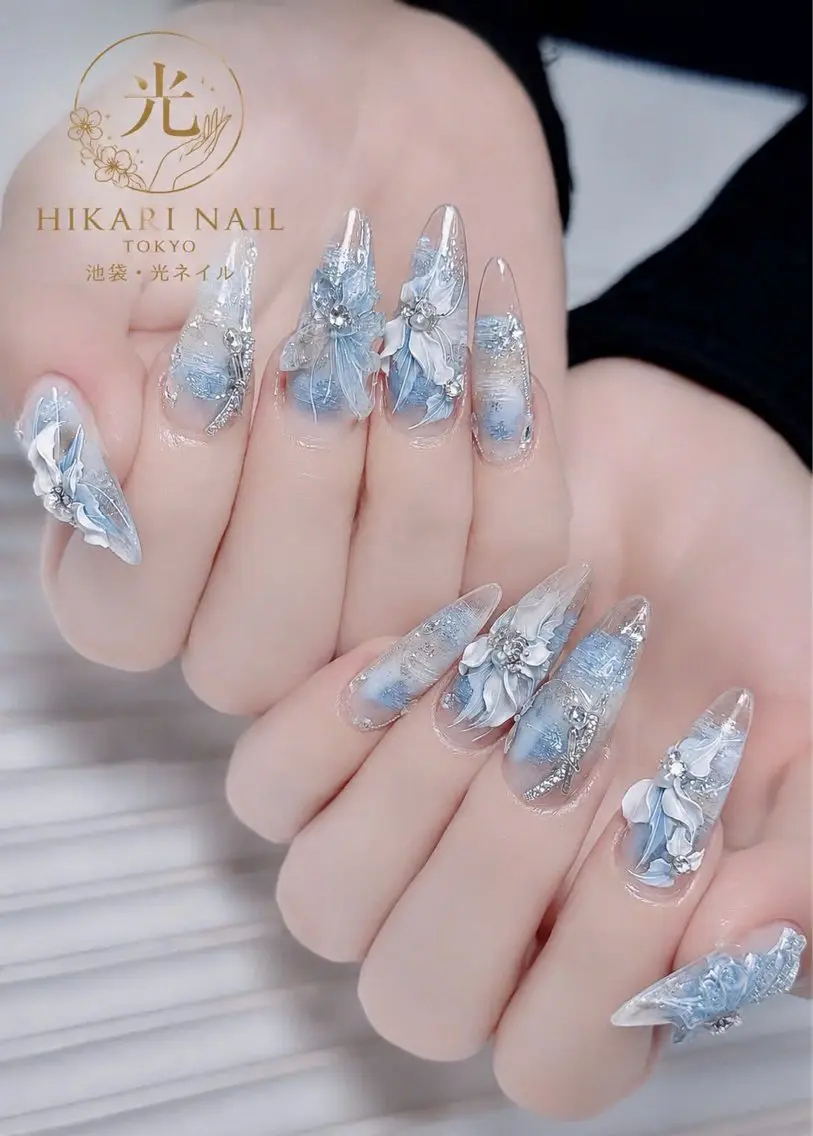 ネイル チークネイル 長さ出し フレンチネイル ガーリー ハロウィン ハンドネイル HikariNail Ikebukuroのネイルデザイン