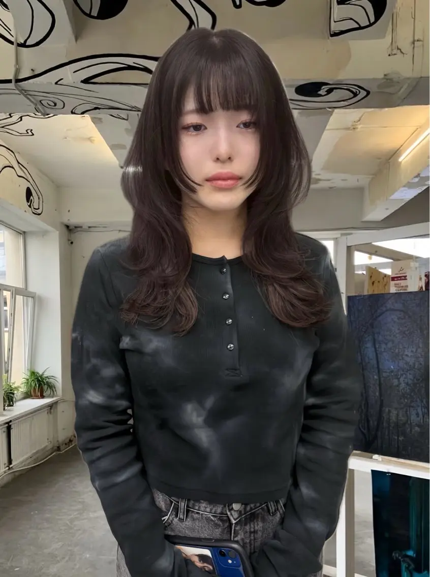 ミディアム カラー レイヤーカット カット ヘアカラー トリートメント funo. /透明感カラーのヘアスタイル