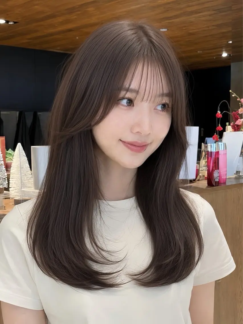 セミロング カット ヘアカラー 透明感カラー/韓国レ イヤー/宮下知也のヘアスタイル