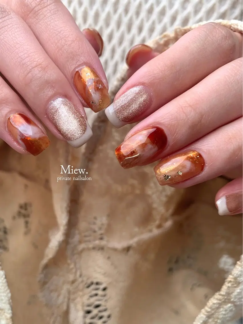 ネイル ブラウン Mina🫧 【Miew.】のネイルデザイン