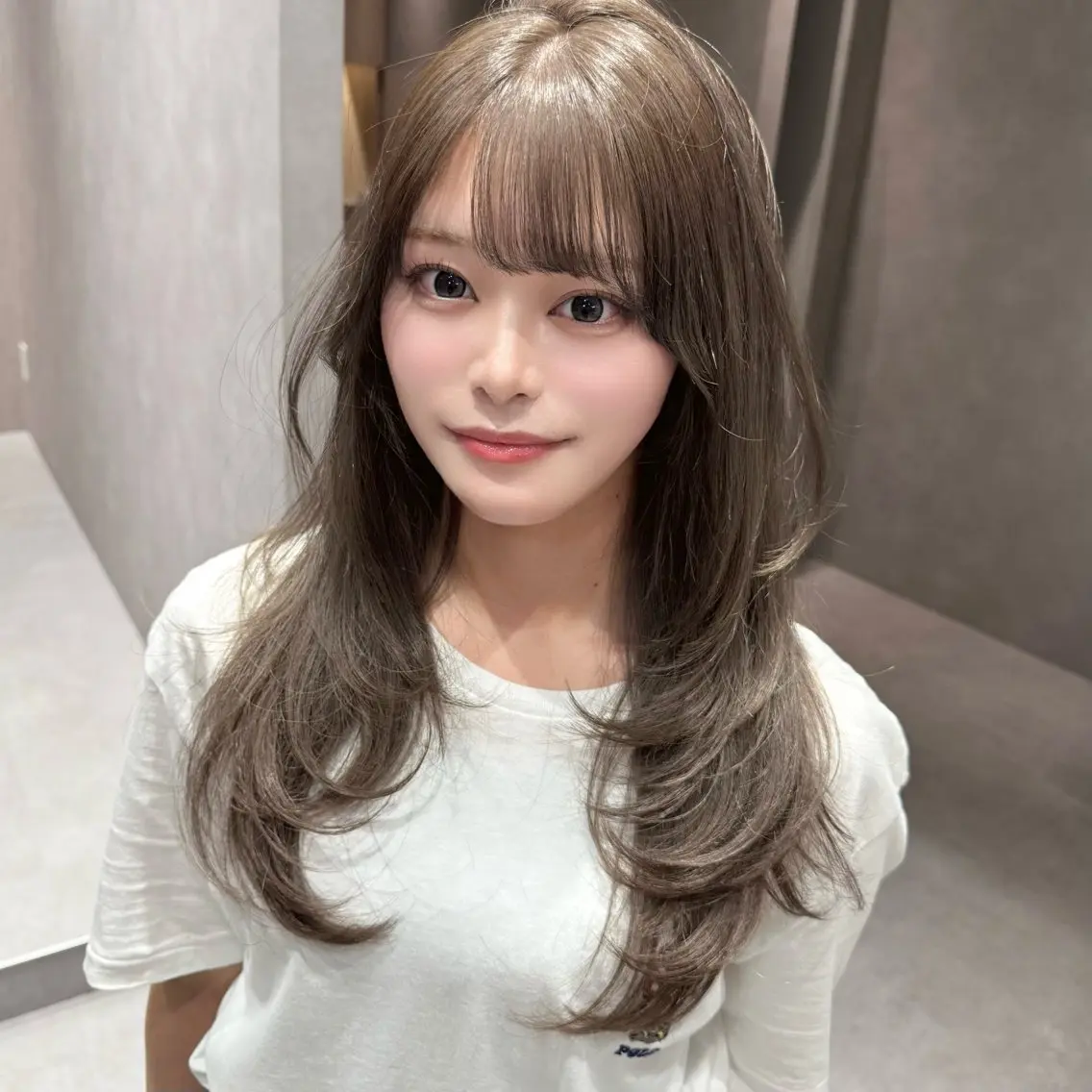 ミディアム レイヤーカット カット ヘアカラー トリートメント 顔周りレイヤー/新宿 /モテ艶カラー/航介のヘアスタイル