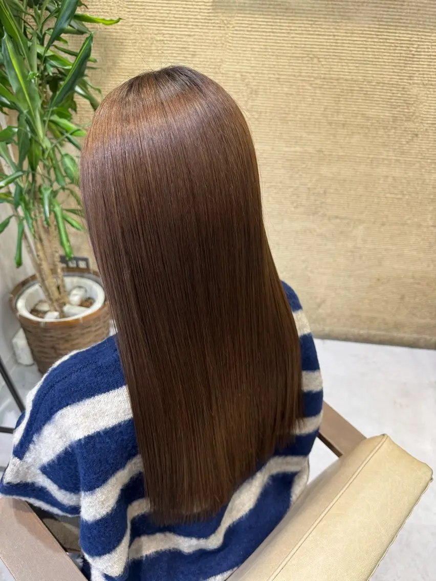 ロング 縮毛矯正 ブリーチなしwカラー /艶カラー/oukaのヘアスタイル