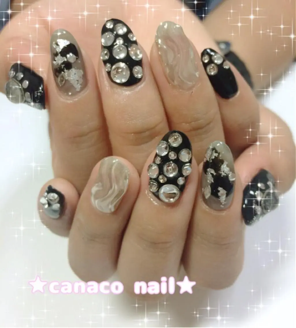 ネイル ストーンネイル ハンドネイル ハンドケア ベテランネイル cnc  nailのネイルデザイン
