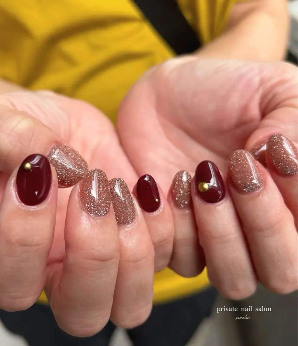 ネイル カジュアル フレンチネイル マグネットネイル ミラーネイル ニュアンスネイル ハンドネイル mocha nailのネイルデザイン