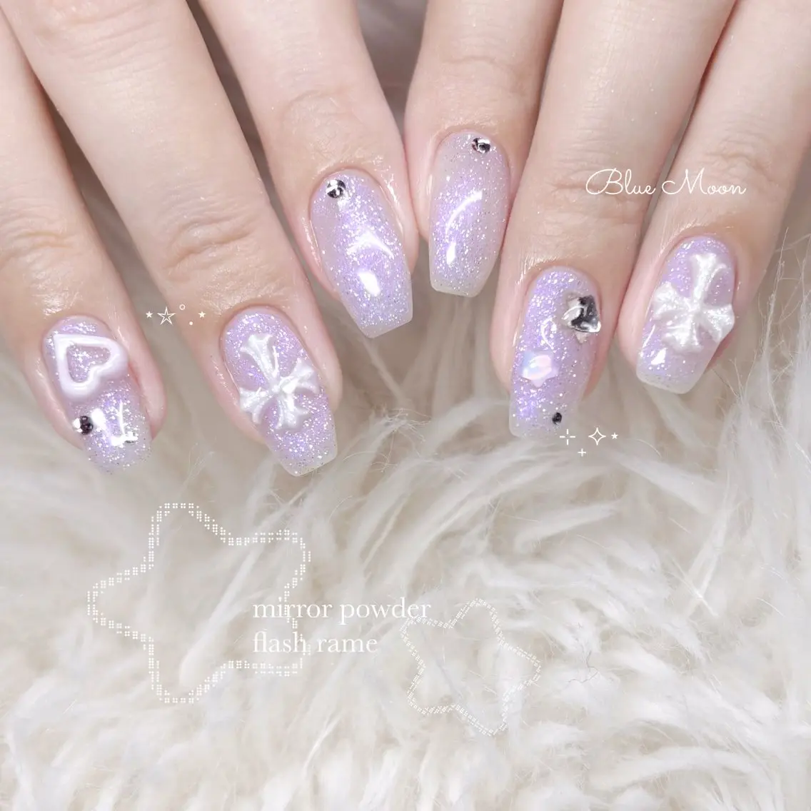 ネイル ハート ストーンネイル ハンドネイル フットネイル ハンドケア nail salon Blue Moonのネイルデザイン