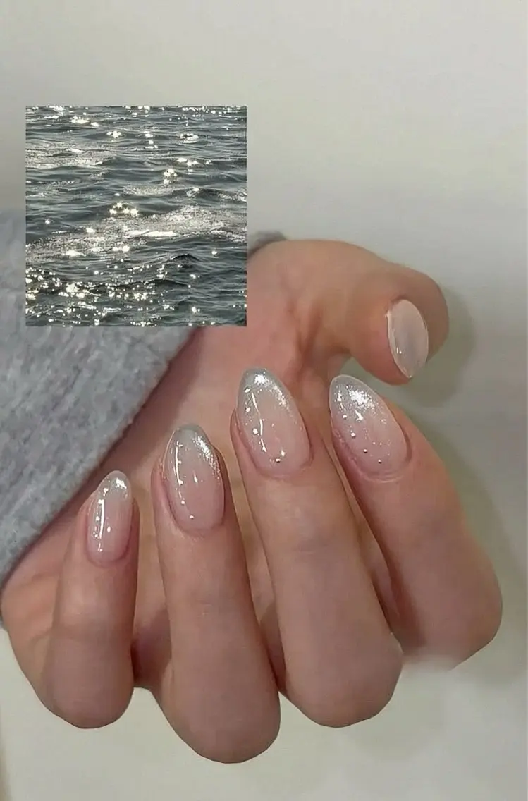 ネイル アートネイル フレンチネイル グラデーション 韓国ネイル ラメ(グリッター) ハンドネイル Lumi de nailsのネイルデザイン