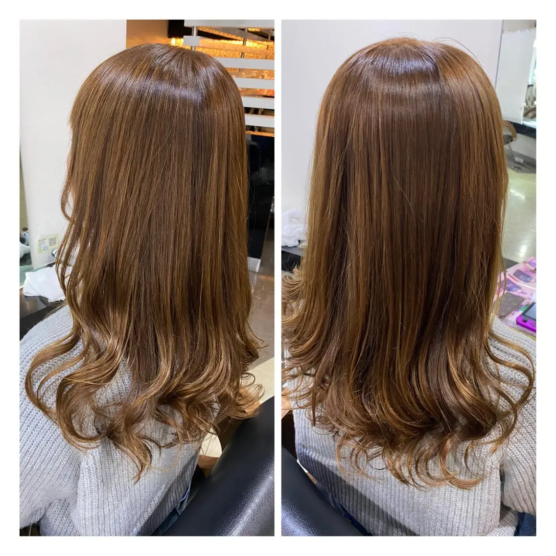 セミロング カラー パーマ ヘアアレンジ アッシュ ベージュカラー 烏山 達也のヘアスタイル