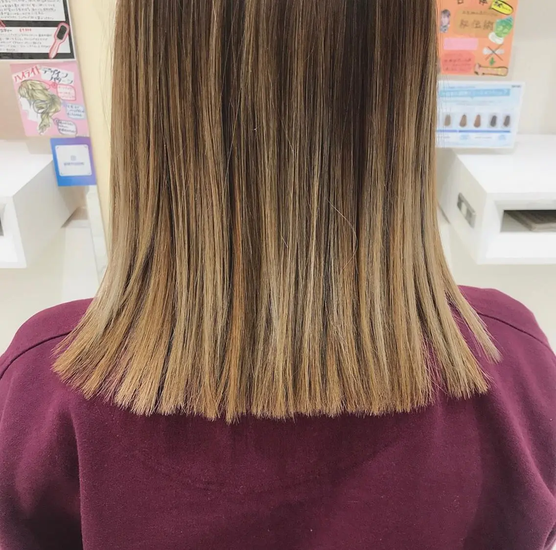 ミディアム カラー グラデーションカラー ハイライトカラー ハイトーンカラー ハイライト 田中 あかねのヘアスタイル