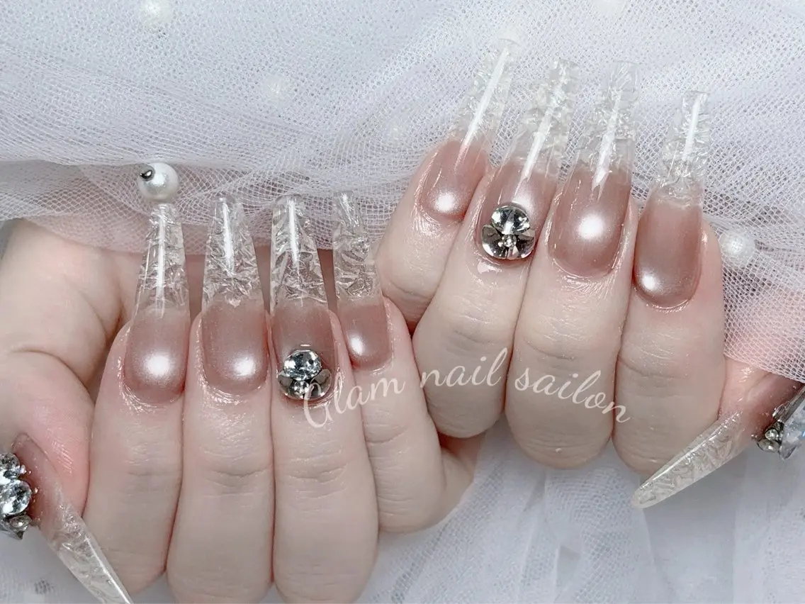 ネイル エツメ💅 長さだし🎀デザインのネイルデザイン