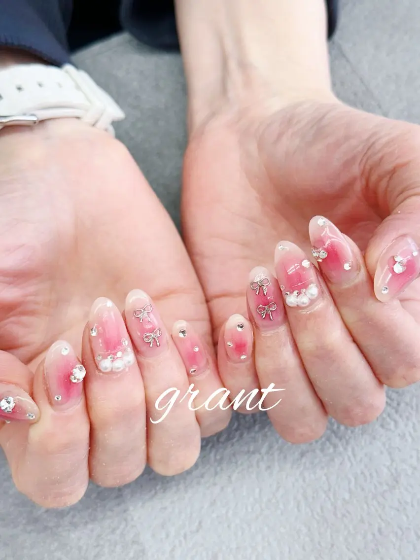ネイル チークネイル 春ネイル ハンドネイル nailsalon grantのネイルデザイン