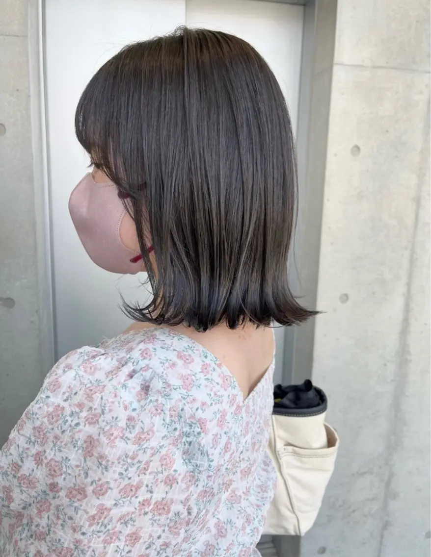 ミディアム カラー パーマ ヘアアレンジ 透明感/オリーブ/ グレージュ/YUKAのヘアスタイル