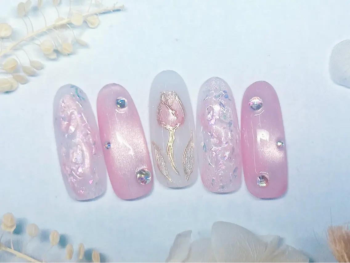 ネイル マグネットネイル ニュアンスネイル オフィスネイル ワンカラーネイル ピンク ハンドネイル Salon GEM(ジェム)のネイルデザイン