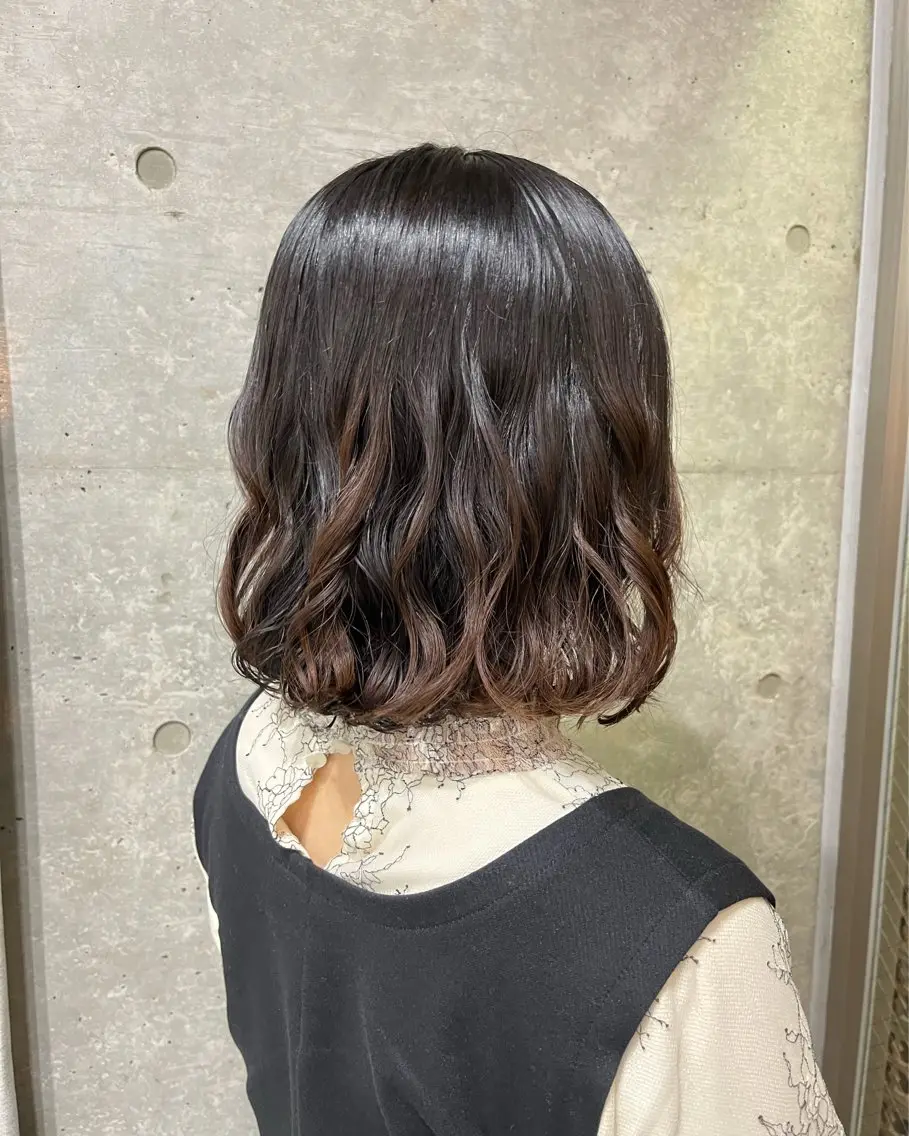 ミディアム カラー パーマ カット 表参道🌿赤み消し カラー/チナツのヘアスタイル