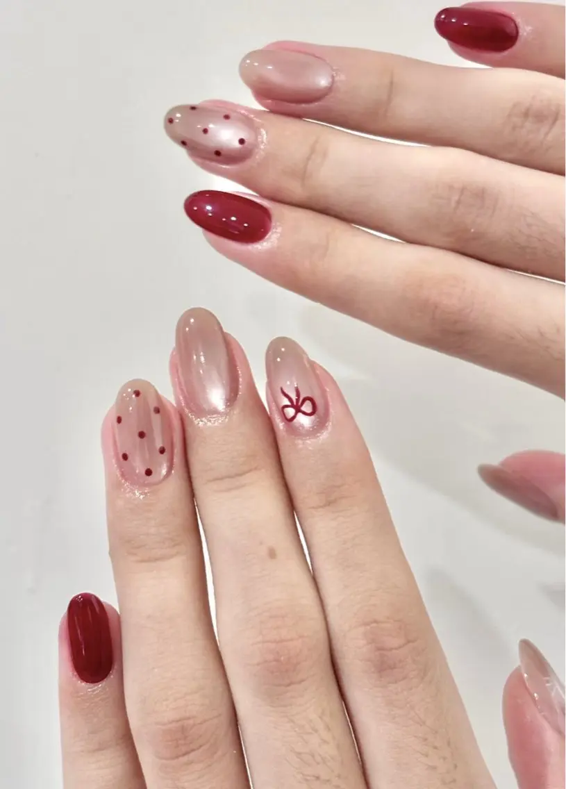 ネイル ドット フットネイル ガーリー キラキラネイル リボン Kirakira Nail salonのネイルデザイン