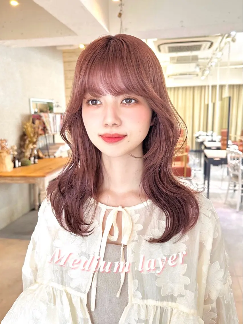 ミディアム カラー カット ヘアカラー トリートメント 韓国ヘア🇰🇷🎀 YURIAのヘアスタイル