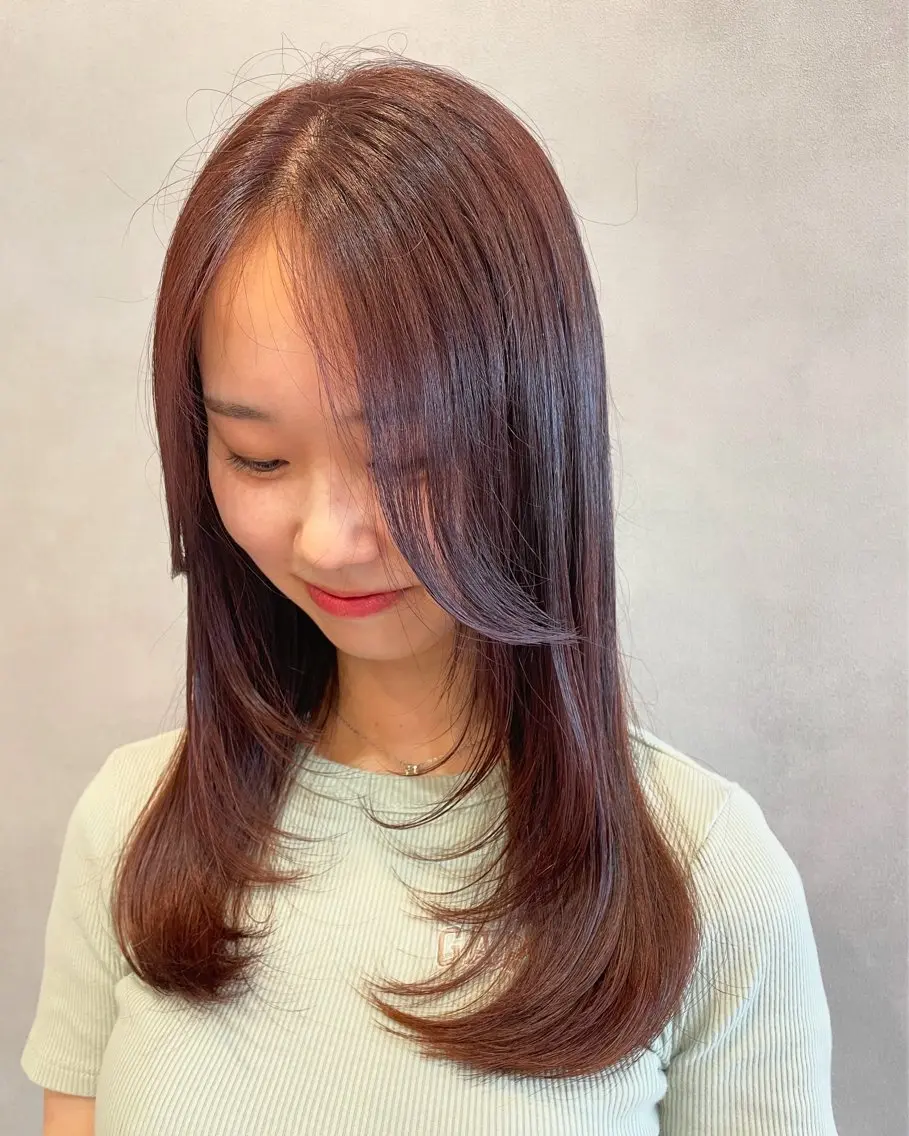セミロング レイヤーカット カット ヘアカラー トリートメント 柄澤 菜南子のヘアスタイル