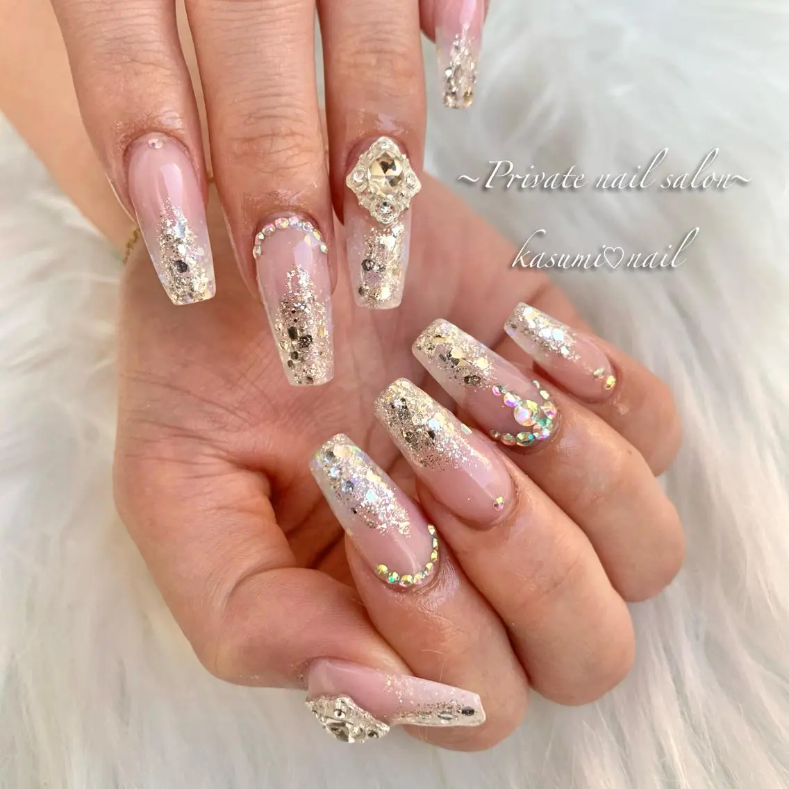 ネイル アートネイル ラメ(グリッター) マグネットネイル ミラーネイル 持ち込み KASUMI♡ Nailのネイルデザイン