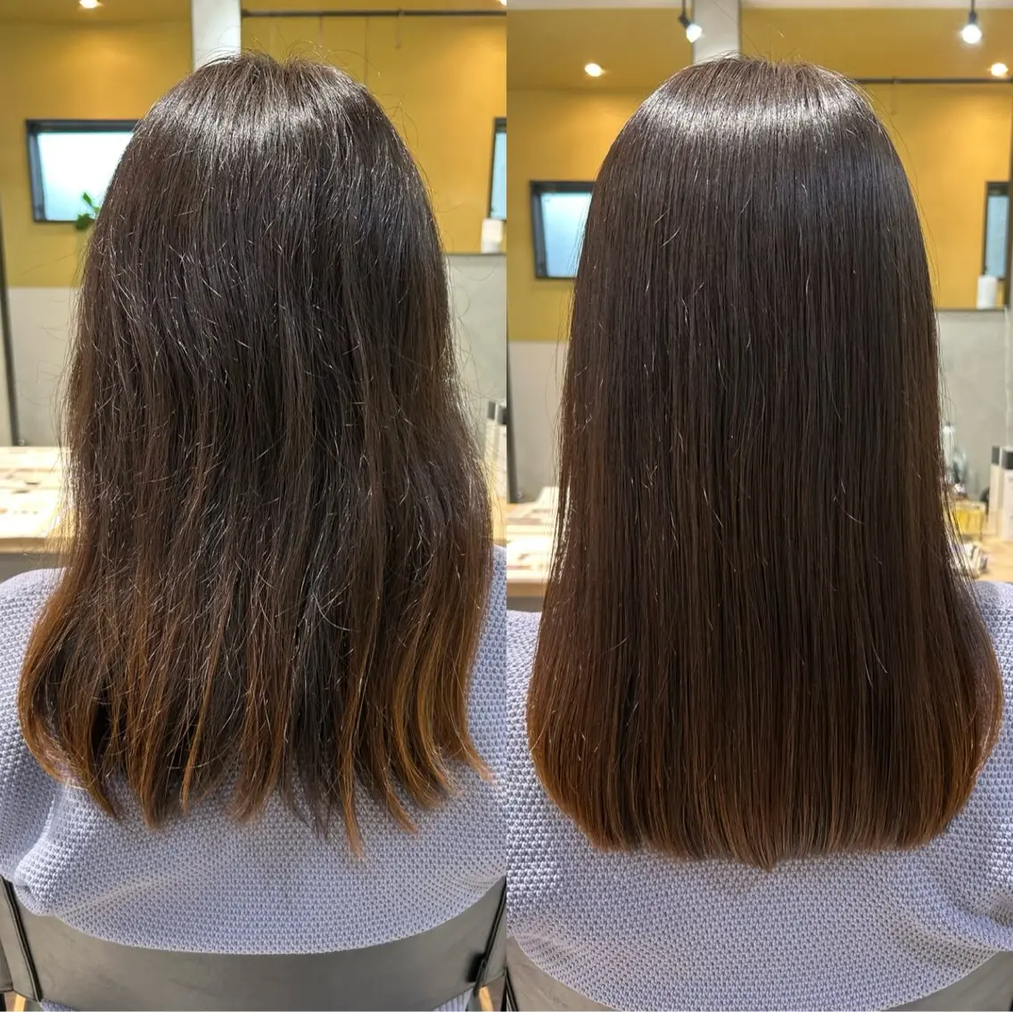 ロング パーマ カット 縮毛矯正 トリートメント hubhair レイヤー/透明感のヘアスタイル